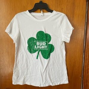 Bud Light White T-Shirt with Green Shamrock